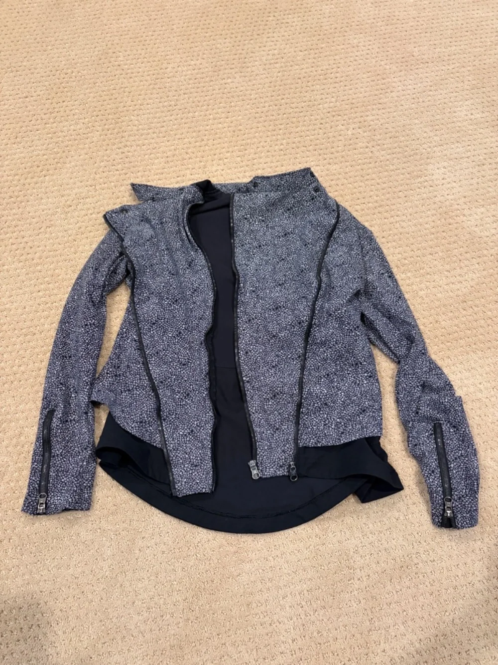 Lululemon Bust A Move Moto Jacket Plush Petal Black Ghost Peplum est. Size 10